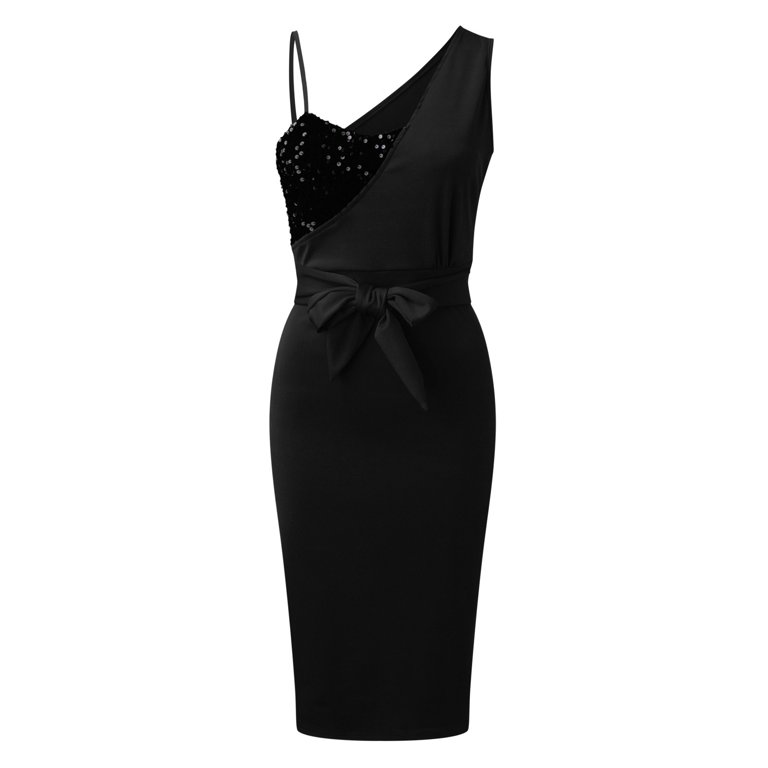 open lace back dress Afterparty Glow Sequin Ruffle Mini Dress in Black | Size: S main image 0