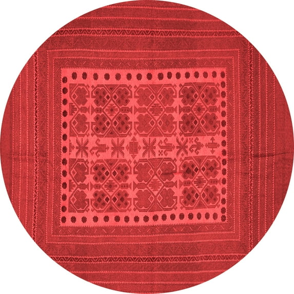Ahgly Company Indoor Round Southwestern Red Country Area Rugs, 7' Round