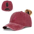 thumbnail image 2 of Duoif Washed Baseball Caps for Men Women with Small Heart Embroidery Women Criss Cross Ponytail Baseball Cap, Adjustable Baseball Hat for Women, Mesh Outdoor Sports Hat for Travel, Sports, 2 of 8