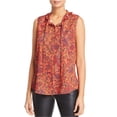 thumbnail image 1 of Le Gali Womens Ruffle Tie-Neck Button Down Blouse, Orange, X-Large, 1 of 1