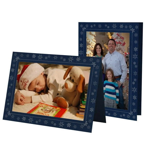 Photographer's Edge, Photo Insert Card, Deep Blue, Snowflake Design, Set of 10 for 4x6 Photos