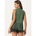 thumbnail image 4 of DARING DIVA Women's Fringe Vest Outfits Faux Suede Tassel Cardigan M Army Green, 4 of 6