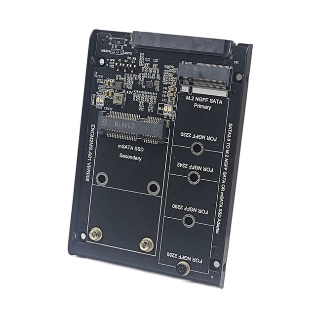Carcasa para Tarjeta Adaptadora SSD M.2 NGFF y MSATA A SATA3.0 de 6 Gbps y 2,5 Pulgadas con Zócalo Compatible con SSD M.2 SATA SSD MSATA SSD