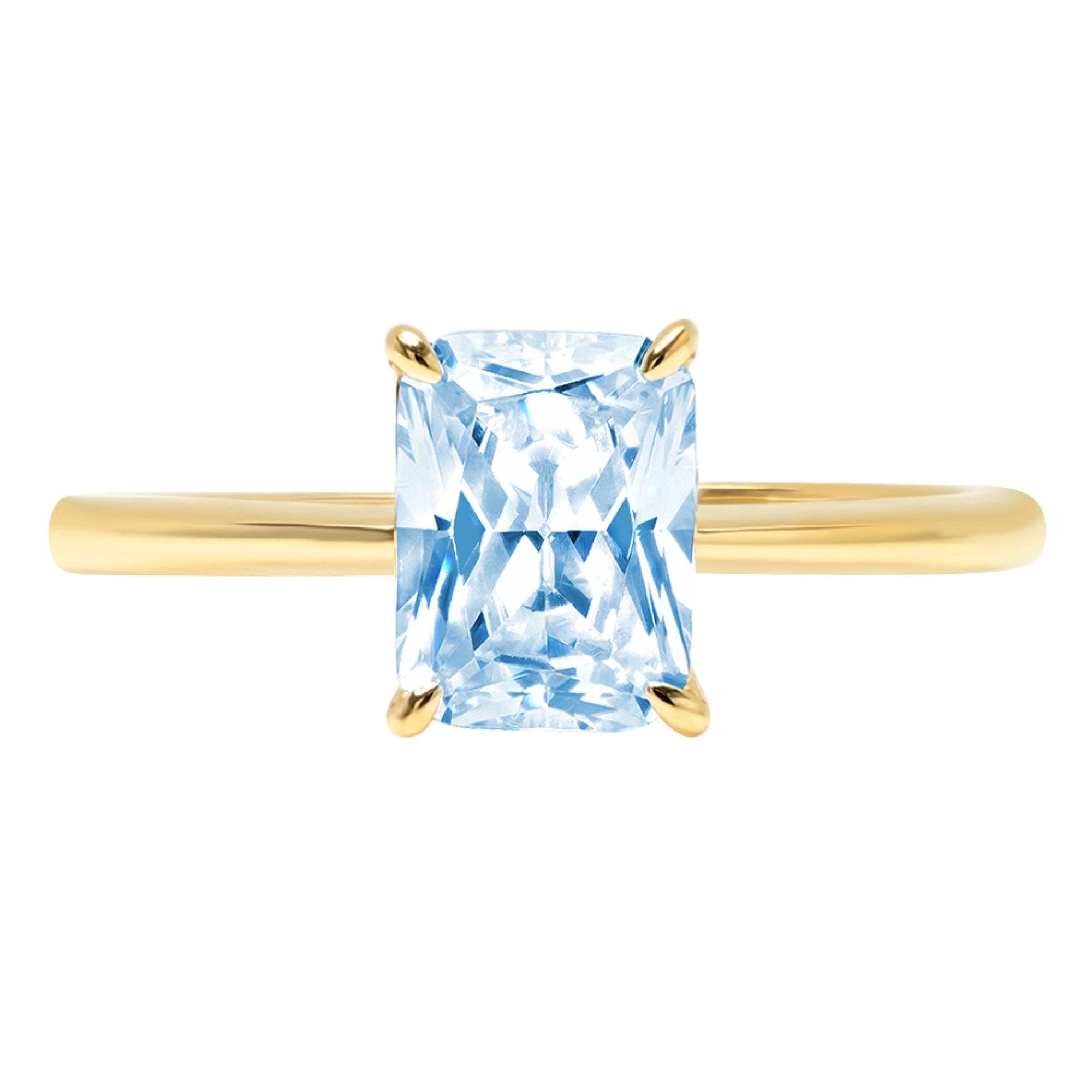 1.75 ct Brilliant Round Cut VVS1 Natural Sky Blue Topaz White Yellow 14k or 18k Gold Robotic Laser Engraved Halo Solitaire with Accents Ring