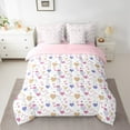 thumbnail image 2 of Feelyou Cute Love Heart Bedding Comforter Set 7pcs for Teen, Kawaii Graffiti Print Queen Bedding Sets, Fashion Cartoon Style Reversible Queen Sheet Sets, Lightweight Room Decor, 2 of 8