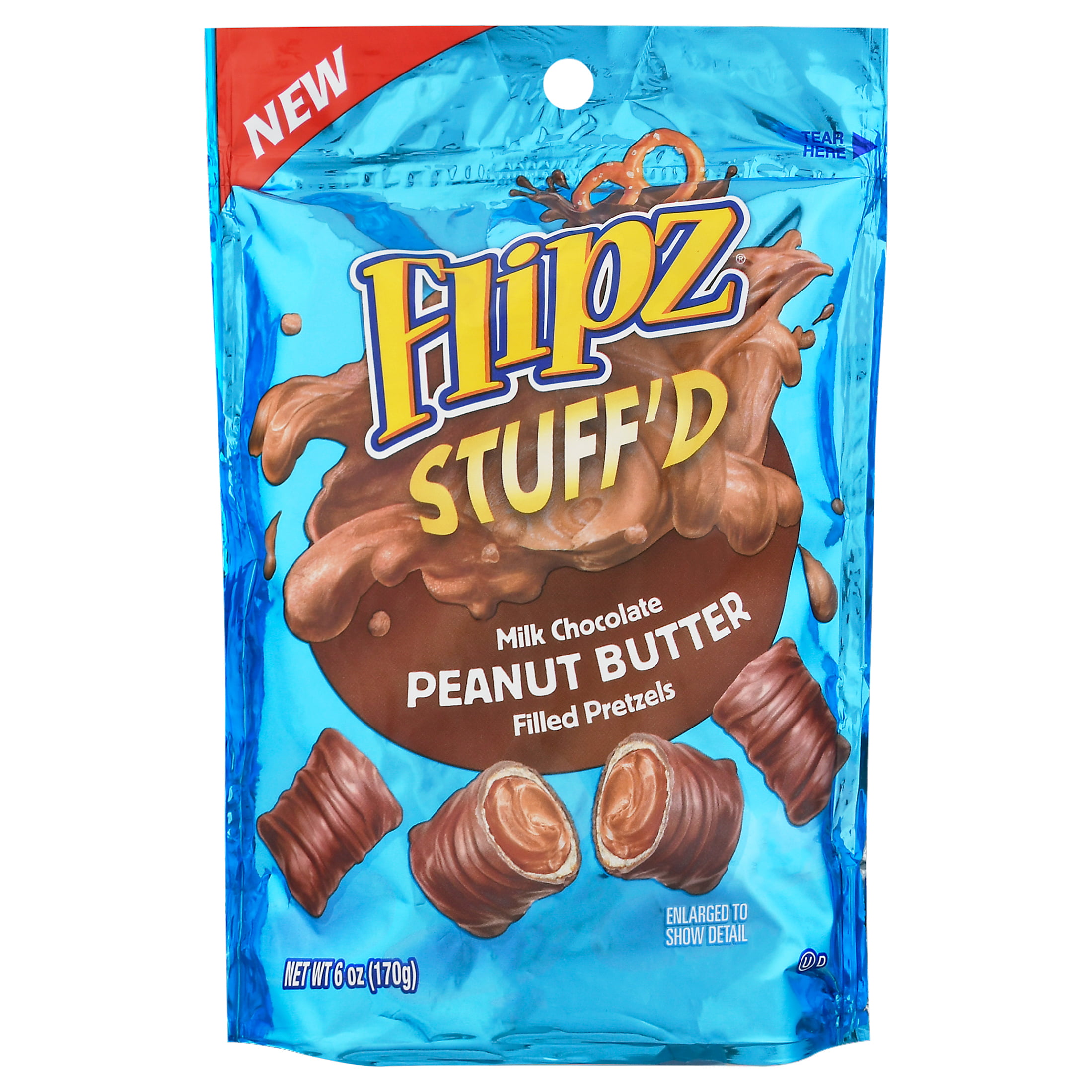 Flipz Stuff'D, Milk Chocolate Peanut Butter Filled Pretzels, 6 Ounce  Resealable Bag of 1