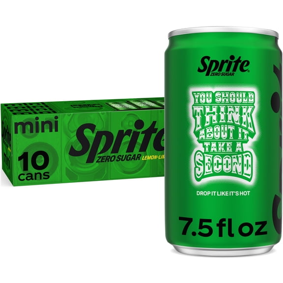 Sprite Zero Sugar Lemon-Lime Caffeine Free Soda Pop Fridge Pack Mini Cans, 7.5 fl oz, 10 Pack