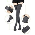 thumbnail image 2 of BadPiggies 2 Pairs Extra Long Cotton Thigh High Socks Over the Knee High Boot Stockings Womens Leg Warmers (Gray), 2 of 6