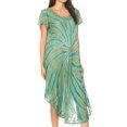 thumbnail image 3 of Sakkas Jonna Women's Short Sleeve Maxi Tie Dye Batik Long Casual Dress - 19338-Green - One Size Plus, 3 of 5