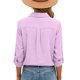 thumbnail image 5 of Camisas de Manga Larga para las Mujeres Blusa de Túnica de Imitación de Botón de Solapa de Ajuste Suelto con Tela Suave, Top de Verano Transpirable para Uso Diario Informal, 5 of 7