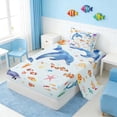 thumbnail image 2 of Manfei Watercolor Dolphin Clownfish Jellyfish Twin Sheet Sets for Kids Boys and Girls, Ocean Marine Life Print Bedding 3 Pieces, 1 Flat Sheet, 1 Fitted Sheet and 1 Pillowcase, 2 of 6