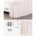 thumbnail image 3 of Pink Striped Wrap Around Bed Skirts for Queen Bed 18" Drop, Bed Skirt with Adjustable Elastic Belt Dust Ruffle Bed Valance for Bedroom Hotel Luxury Rustic Pink Stripe Modern Art Beige Bed Frame Cover, 3 of 7
