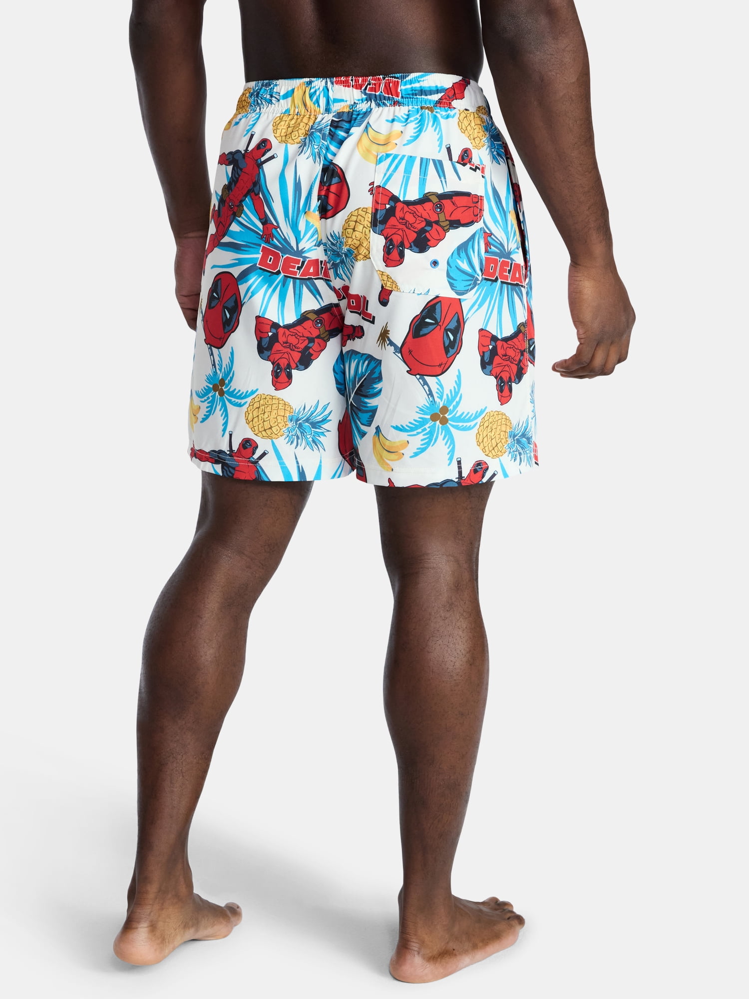 Marvel Deadpool Palms Men's and Big Men's Swim Trunks, Sizes S-3XL