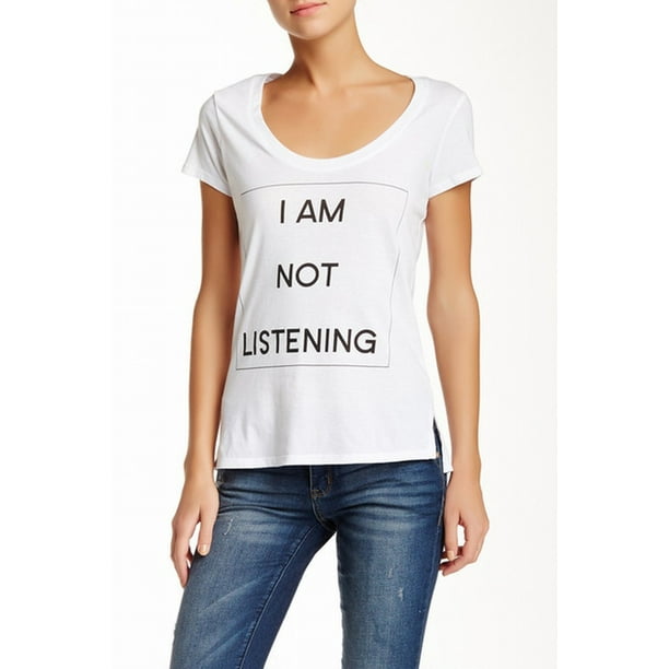 Recycled Karma Recycled Karma NEW White Womens Size XL Not Listening Graphic Tee TShirt 138