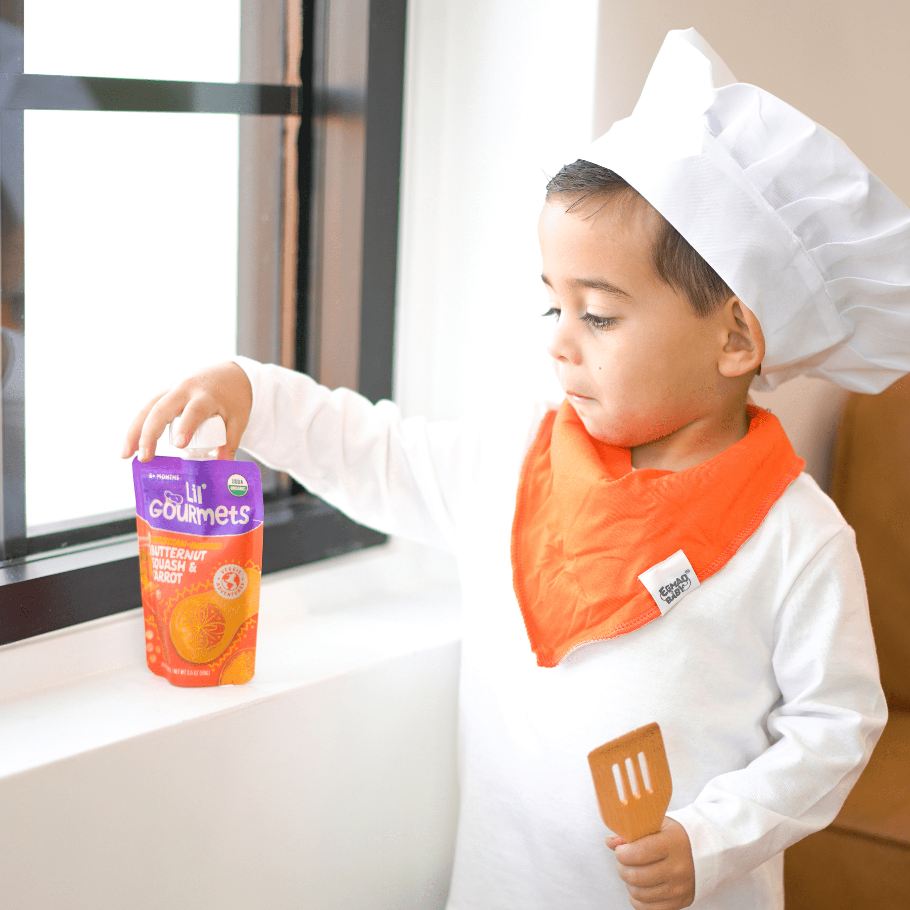 (4 pack) Lil’ Gourmets Refrigerated Stage 2 Baby Food, Moroccan-Inspired Butternut Squash & Carrot, 3.5 oz Pouch