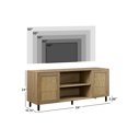 thumbnail image 6 of Walker Edison 58” Bohemian 2-Door Wood and Rattan TV Stand for TVs up to 60”, Coastal Oak, 6 of 12