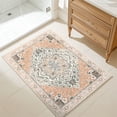 thumbnail image 3 of Buganda 2'x3' Small Area Rug, Non Slip and Low Pile Door Mat, Vintage Distress Print Pattern Carpet, Machine Washable rugs for Entrance, Pink, 3 of 7