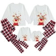 thumbnail image 3 of Matching Family Pajamas Sets Christmas Matching Holiday Pjs Letter Print Top and Plaid Pants Sleepwear, 3 of 8