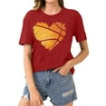 thumbnail image 2 of DDAPJ pyju Basketball Heart T Shirt for Women Funny Cute Graphic Tees Summer Short Sleeve Crewneck Tee Tops Basketball Mom Life Game Day T-Shirt Red M, 2 of 5