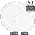 thumbnail image 2 of Gold Plastic Plates Set of 60  Disposable Plastic Party Plates with Gold Rim 30 Dinner Plates 10” and 30 Salad Dessert Appetizer Plates 7”  Elegant Fancy Heavy Duty Wedding Party Plates, 2 of 5