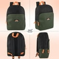 thumbnail image 3 of 15 Inch Classic Solid Color Backpack with Front Zippered Pocket for Commuting and Travel in Hunter Green & Black, 3 of 5