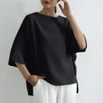 thumbnail image 6 of Women's Short Sleeve V Neck T-Shirt Tops Blouses Tees Loose Fit Casual Daily Wear Vacation Loungewear Fashion Essential Gift for Women | CSEONE,Black Free Size, 6 of 9