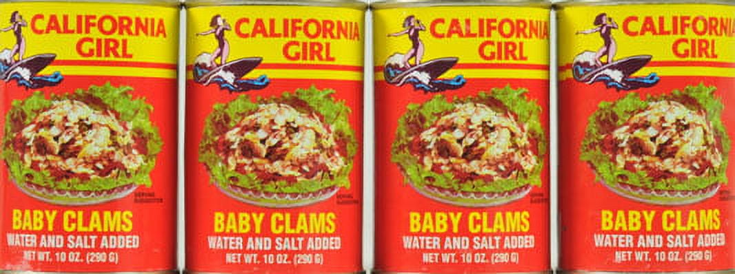 (3 pack) California Girl Salted Whole Baby Clams in Water, 10 oz