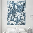 thumbnail image 1 of Japanese Wave Tapestry, Hand Drawn Traditional Style Aquatic Doodle River Storm Retro Abstract, Wall Hanging for Bedroom Living Room Dorm Decor, 60W X 80L Inches, Slate Blue White, by Ambesonne, 1 of 2