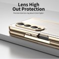 thumbnail image 3 of Dteck Case for Samsung Galaxy Z Fold 4,Luxury Leather Built-in Screen Protector Case Shockproof Electroplated Hard PC Bumper Cover for Galaxy Z Fold 4 5G,White, 3 of 9