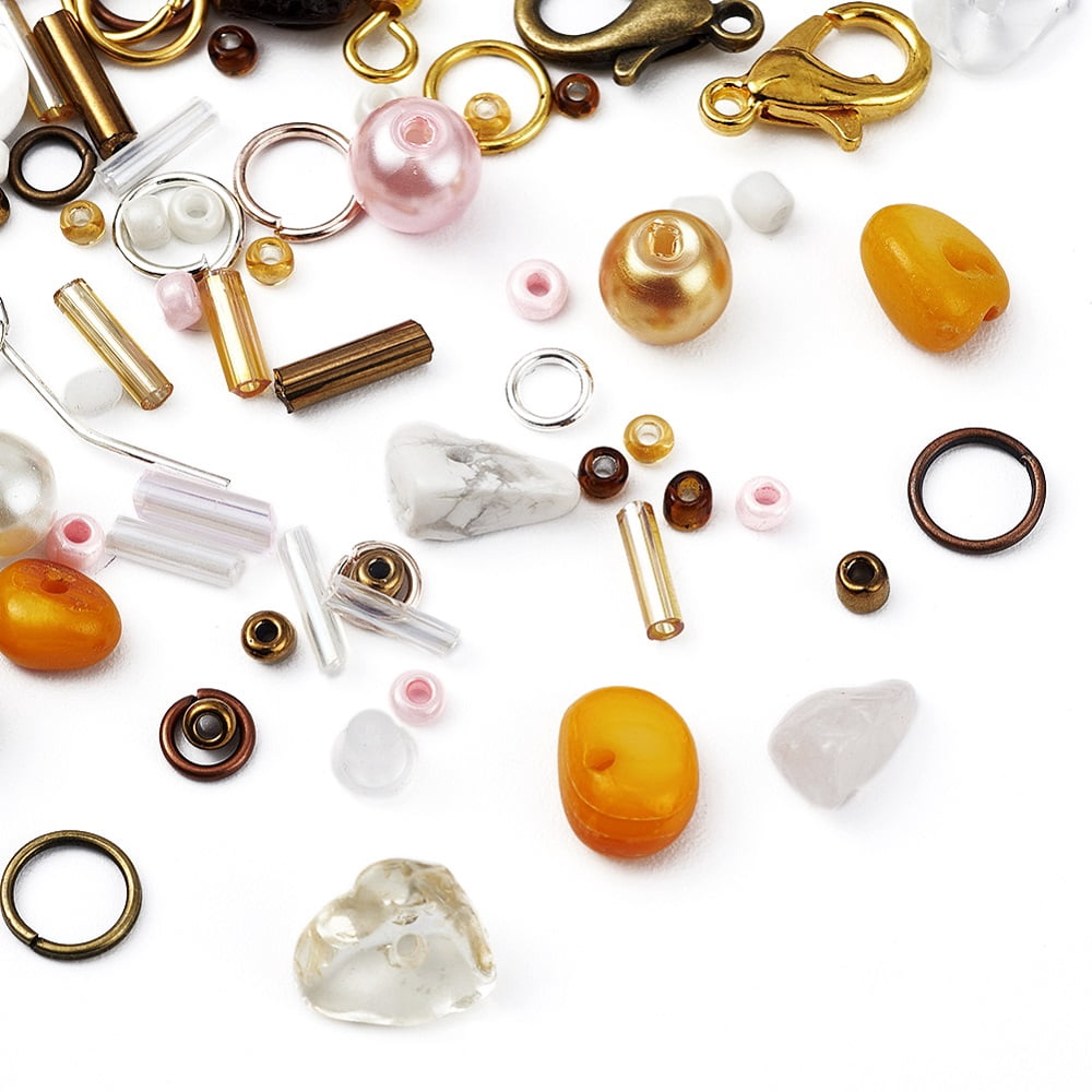 1set Earring Making Kits Including Chip Beads Glass Seed Beads Shell Beads Iron Earring Hook & Jump Ring & Pin & End Chain Alloy Clasps Brass Rings Plastic Ear Nuts Pliers Thread Beads: about 75g/set
