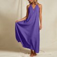 thumbnail image 3 of Uootdi Maxi Dresses for Women Halter Neck Sleeveless Button Detail Dresses Loose Flowy Casual Long Dresses Gift, 3 of 8