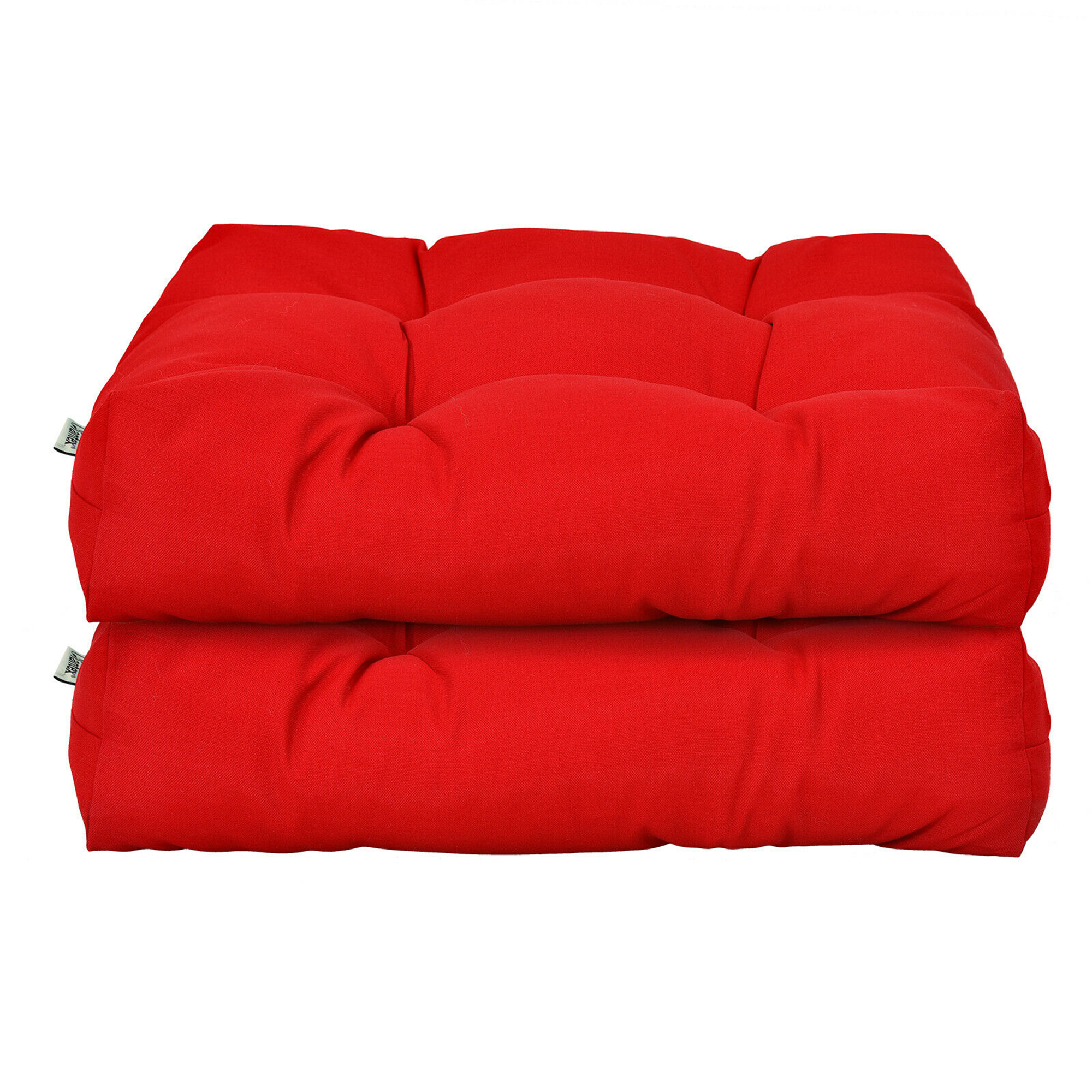 Gymax Set of 2 Square Seat Chair Cushion Pad Waterproof Indoor Outdoor Red