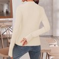 thumbnail image 6 of Wutalume Women's Long Sleeve Fall Soft Lightweight Knit Slim Sweater Tops, Versatile Solid Color Design, Cozy Layer for Transitional Weather,Beige L, 6 of 8