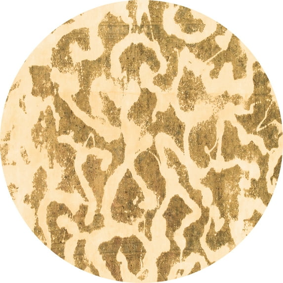 Ahgly Company Indoor Round Abstract Brown Modern Area Rugs, 6' Round