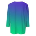 thumbnail image 4 of GceSteap 3/4 Sleeve Tops for Women Square Neck Summer T Shirts Casual Dressy Trendy Blouses Gradient Print Tunics Green XXXL, 4 of 4