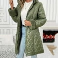 thumbnail image 6 of Hooded Jacket for Women Oversized Colorblock Quilted Padded Coat Warm Thick Zip-up Winter Mid-length Outerwear for Going Out, 6 of 6