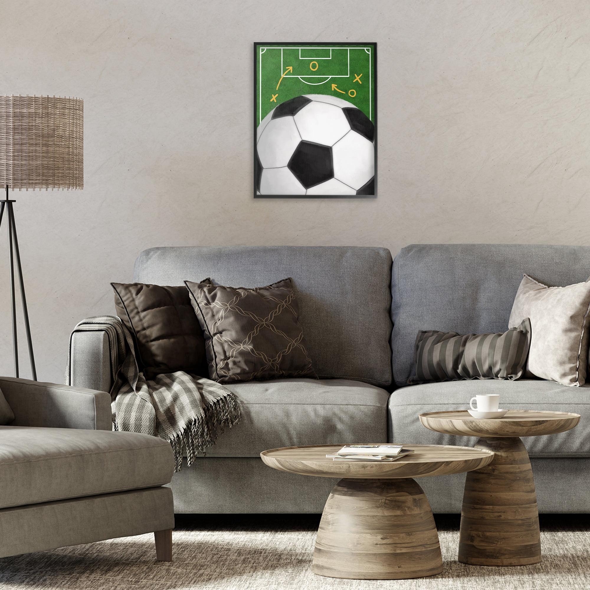 Stupell Industries Soccer Field & Ball Black Framed Giclee Art, design by Jennifer Stith