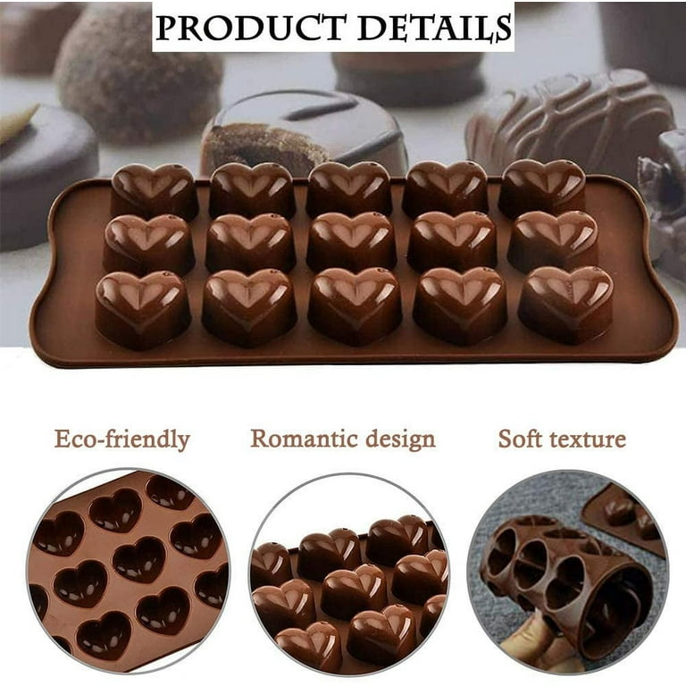Heart Chocolate Molds - 15 cavity Heart-shape silicone baking mold