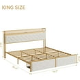 thumbnail image 3 of King Size Upholstered Platform Bed Frame with RGB LED Lights and 2 Storage Drawers, Metal Platform Bed with USB Ports & Outlets, Noise-Free Design, No Box Spring Needed, Beige, 3 of 9