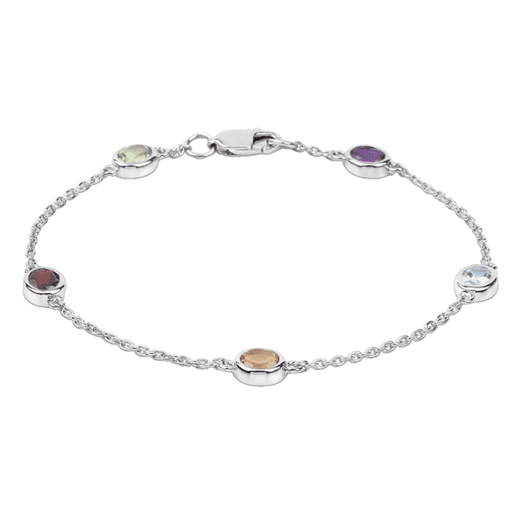 Multi Gemstone Bracelet with Multi Birthstones 1.83 carat 925 Sterling Silver Perfect Gift for Grandma
