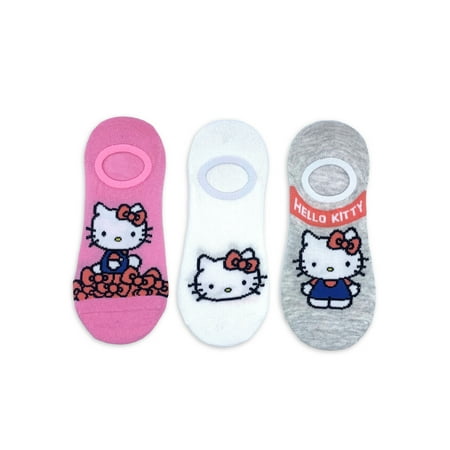 Hello Kitty Women's Print Stay Put Liner Socks, 3-Pack, Shoe Size 4-10