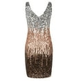 thumbnail image 3 of PrettyGuide Sleeveless Women's Vintage Sequin Dress V Neck Bodycon Mini Fit and Pencil Glitter Party Clubwear Silver & Rose Gold & Coffee(beige lining), 3 of 6