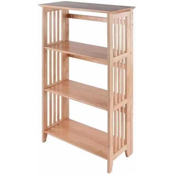 Scranton & Co 4-Tier Transitional Solid Wood Folding Bookcase in Natural