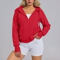 thumbnail image 2 of Womens Zip up Hoodies Cropped Sweatshirts Casual Comfy Cute Zip Jackets Fashion Trendy Fall Outfits, 2 of 7