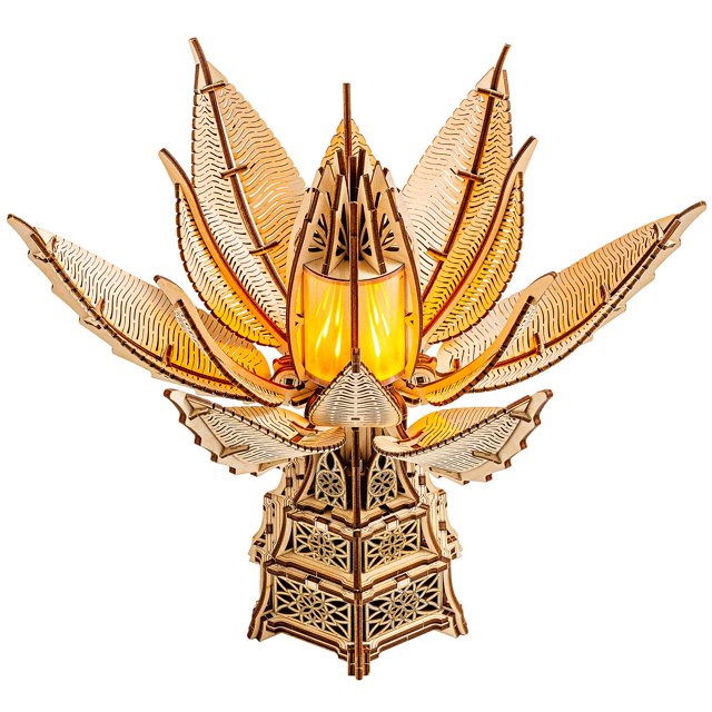 Wood Trick Fiery Bloom Luminous LED 3D Wooden Puzzles for Adults and Kids to Build - Interactive Mechanical Movement - Engineering DIY Project Mechanical 3D Puzzle Model Kits for Adults