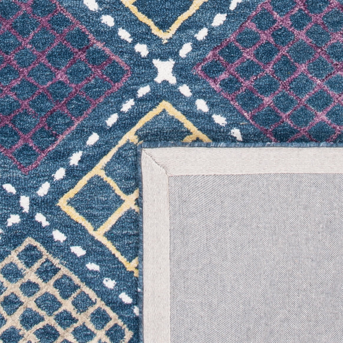 SAFAVIEH Metro Kaylee Geometric Area Rug, Blue/Yellow, 6' x 6' Round