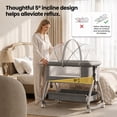 thumbnail image 2 of Chastar Bassinet Bedside, Portable Baby Crib with 6 Adjustable Heights and Breathable Mesh Panels, Foldable, Gray, 2 of 9