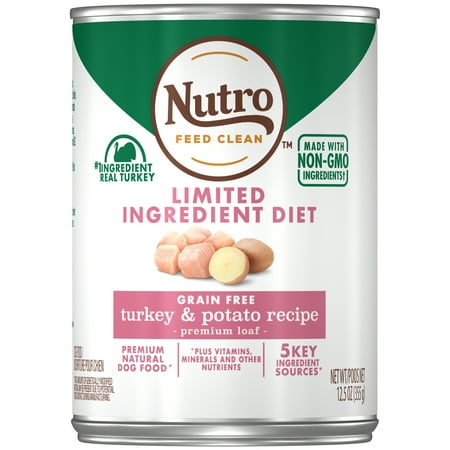 (12 pack) (12 pack) NUTRO Limited Ingredient Diet Adult Canned Wet Dog Food Premium Loaf Turkey & Potato Recipe, 12.5 oz. Can
