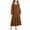 F037-Brown, variant on Girls 2 Piece Skirt Set Casual V Neck Long Sleeve Bow Top Maxi Skirts Matching Sets for Winter Spring
