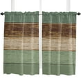 thumbnail image 5 of Faux Wood Grain Vintage Sage Green Curtain Home Decoration Living Room Short Curtains Window Treatments For Kitchen Bedroom, 5 of 6